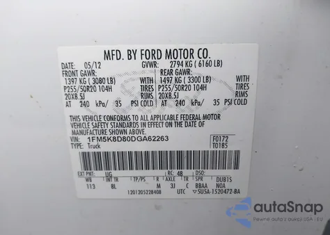 2013 Ford Explorer Xlt z USA, uszkodzony, nr VIN 1FM5K8D80DGA62263